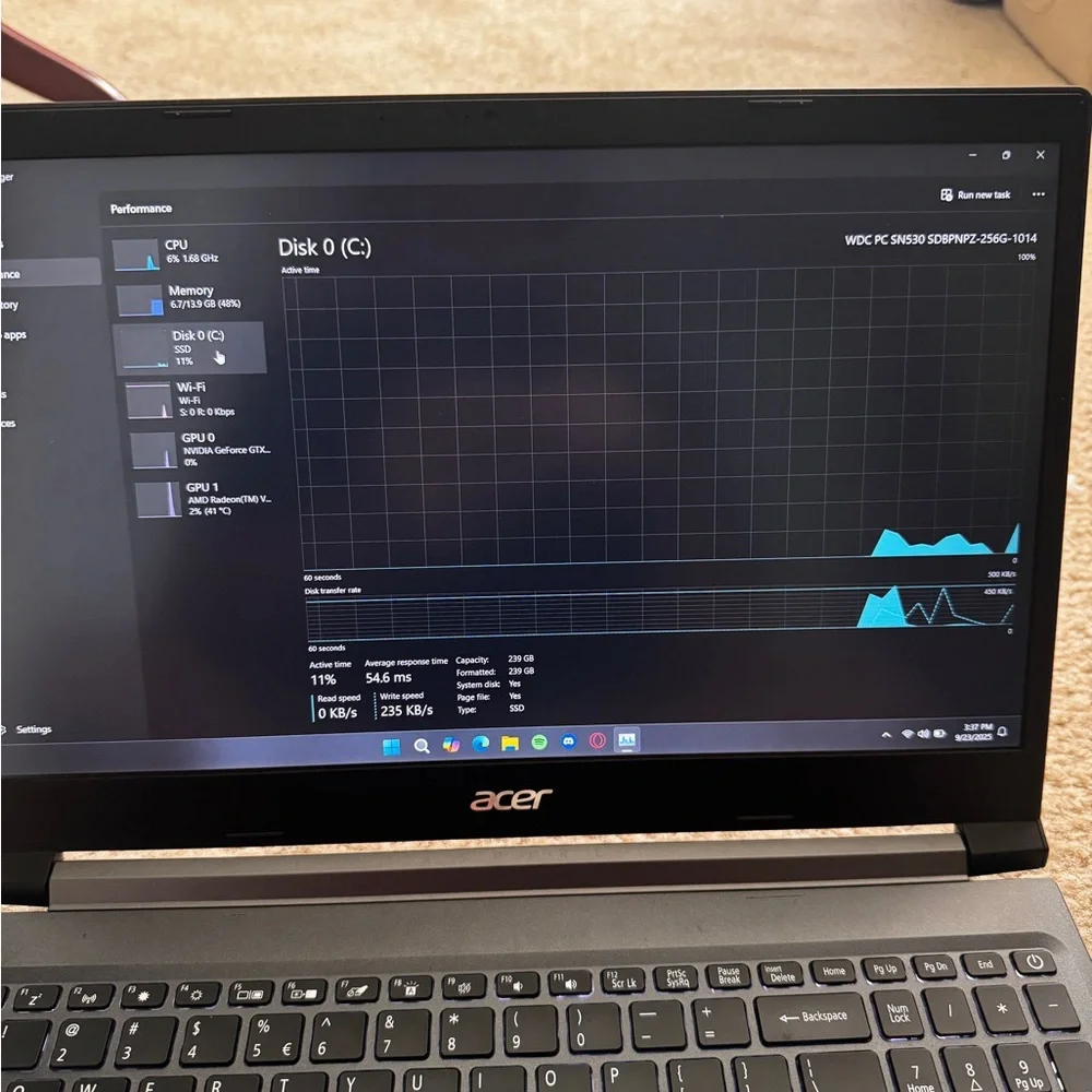 Acer Aspire 7 Ryzen 5 GTX 1650 16GB RAM
